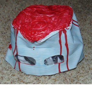 Bloody Brain Headpiece Halloween Adult Teen White Red Cap Latex Ages 14+